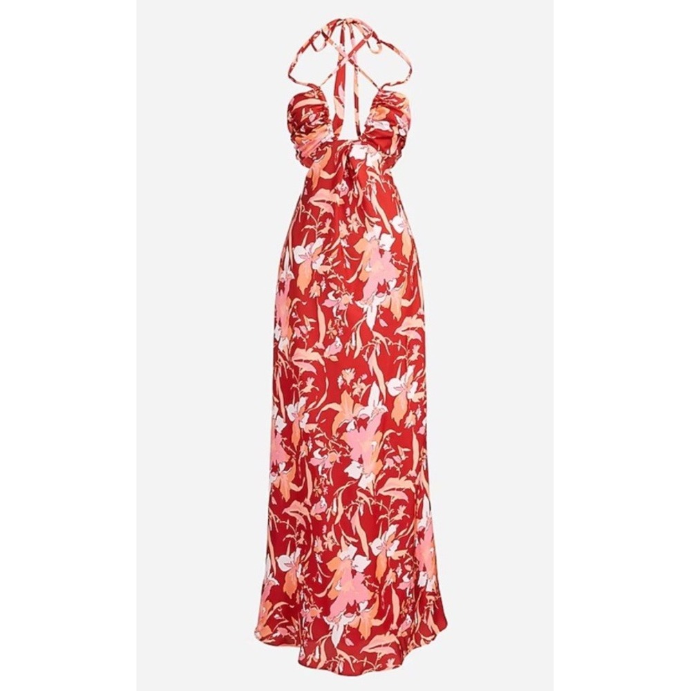 NWT J. CREW Lily Swirl Tropical Floral Cut‎ Out Halter Boho Maxi Dress Size 12
